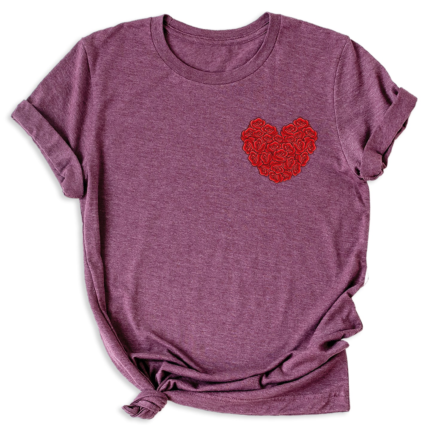 Red Roses Heart Shirt – Valentine Floral Love Tee for Women