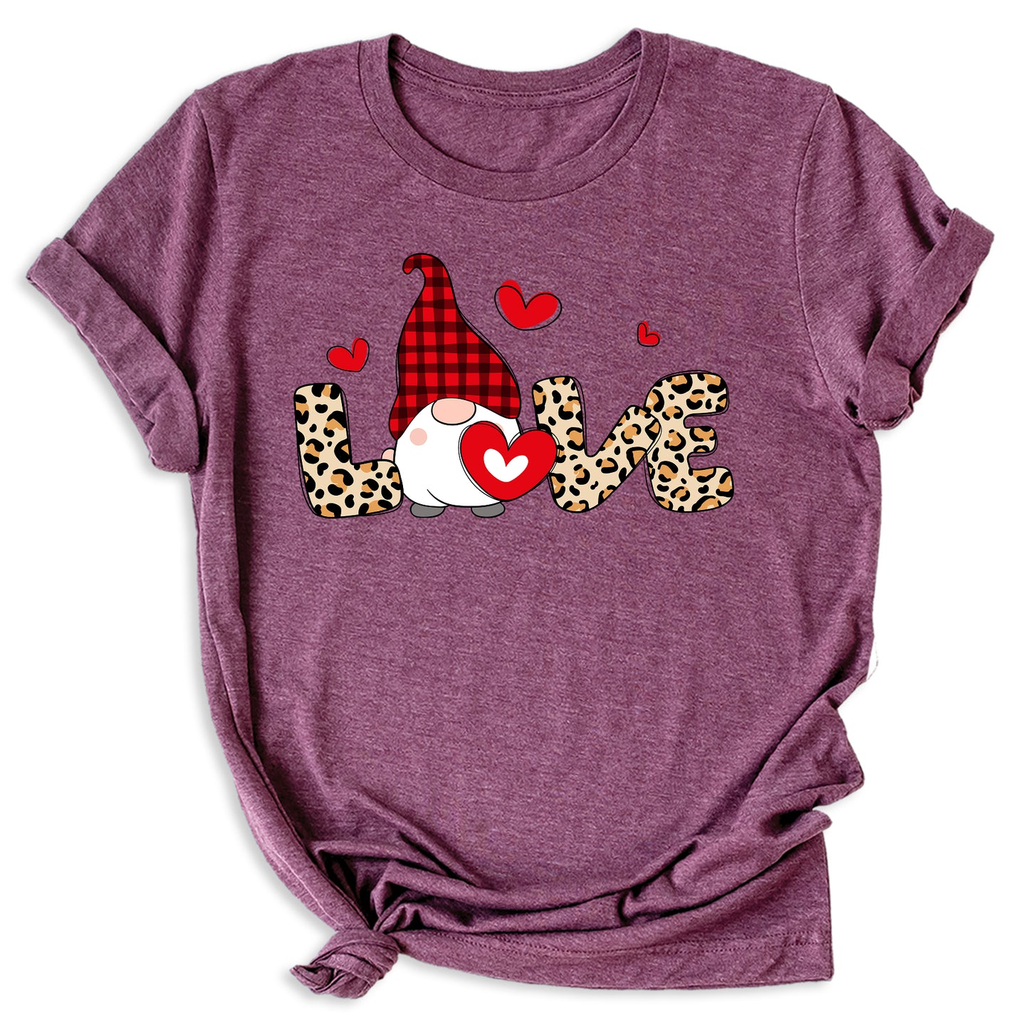 Love Buffalo Plaid Gnome Valentine Shirt Cute Red Heart Tee