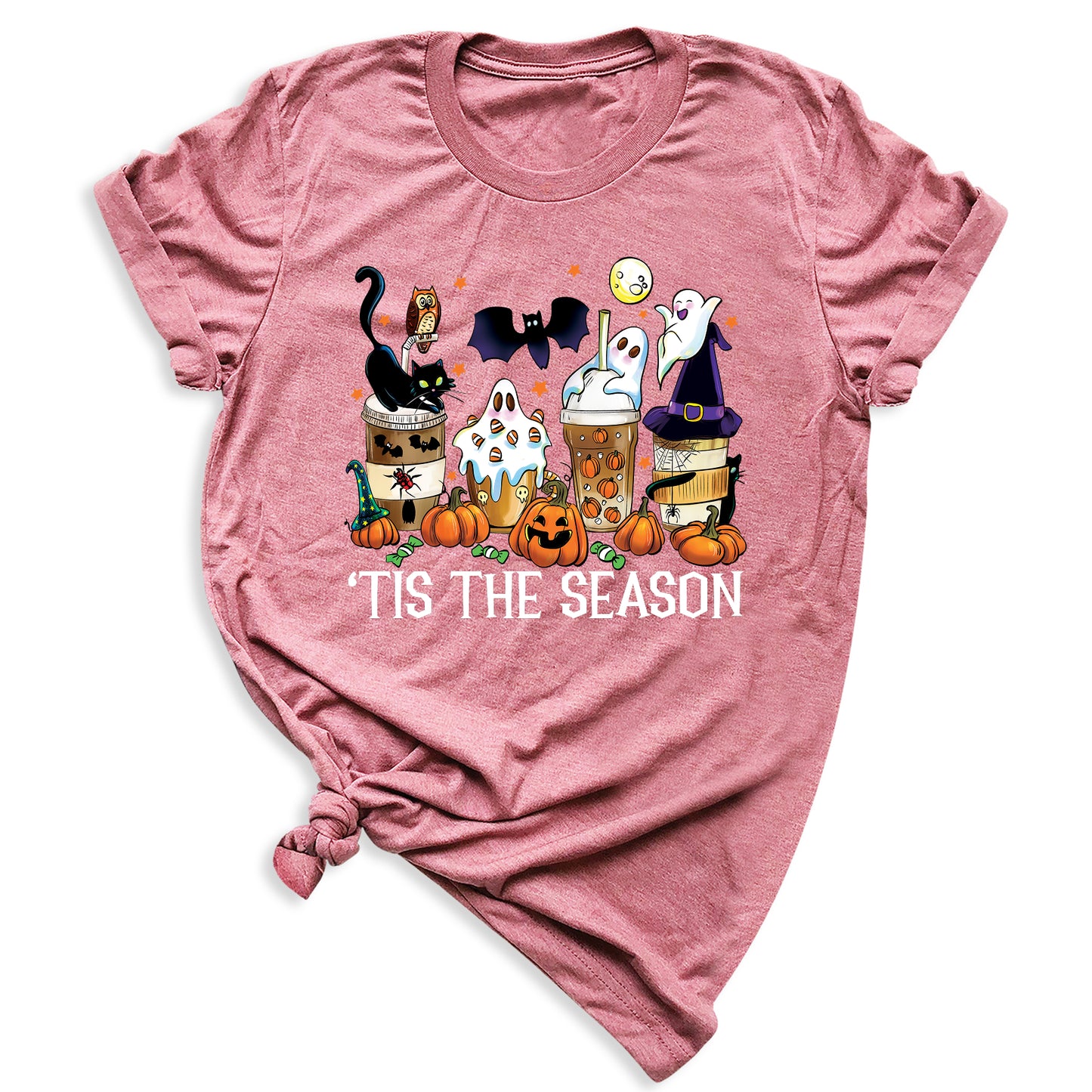 Tis The Season Halloween Coffee Shirt – Funny Fall Shirt for Women, Cute Pumpkin Coffee Tee, Autumn Halloween Gift