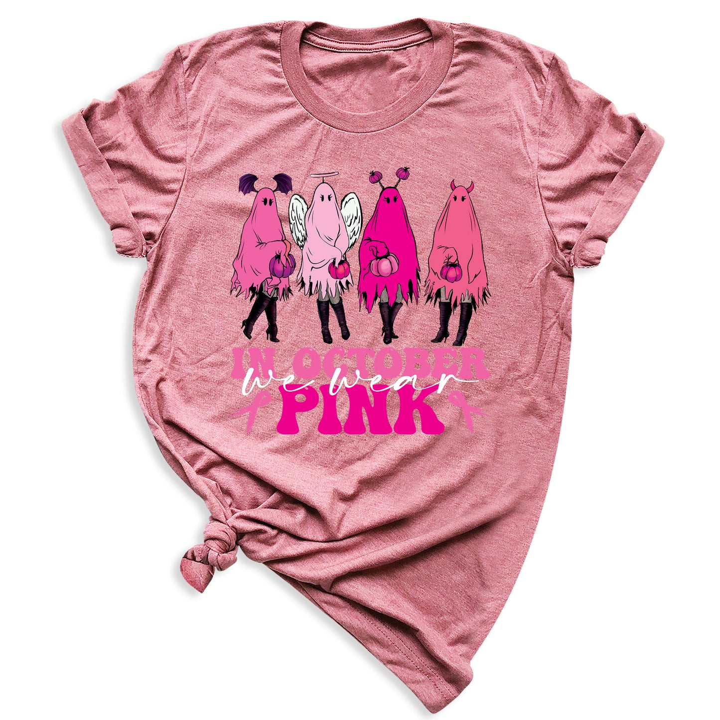 Breast Cancer Halloween Shirt – Pink Ghost Tee | Breast Cancer Awareness October Shirt