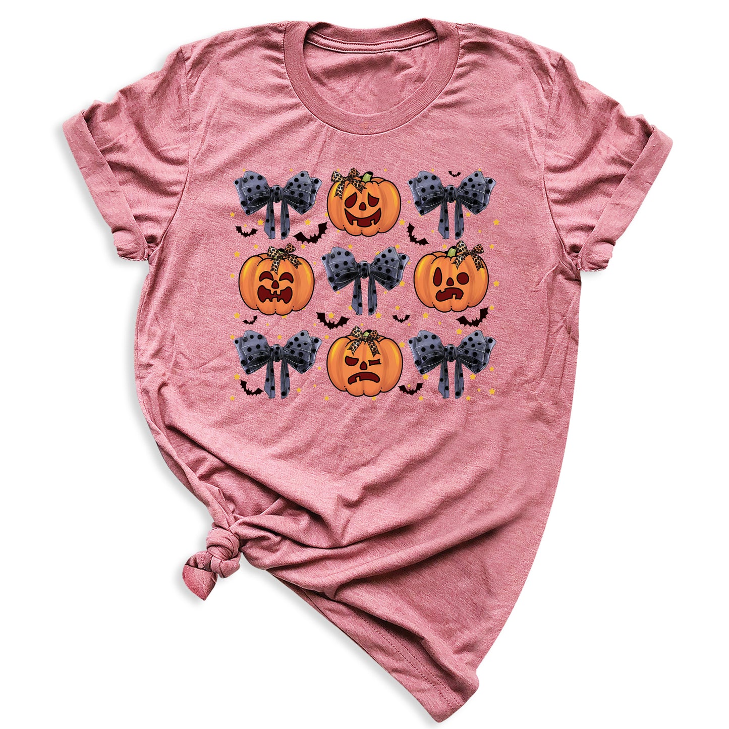Funny Halloween Pumpkin Face Shirt – Coquette Bow Spooky Season Tee