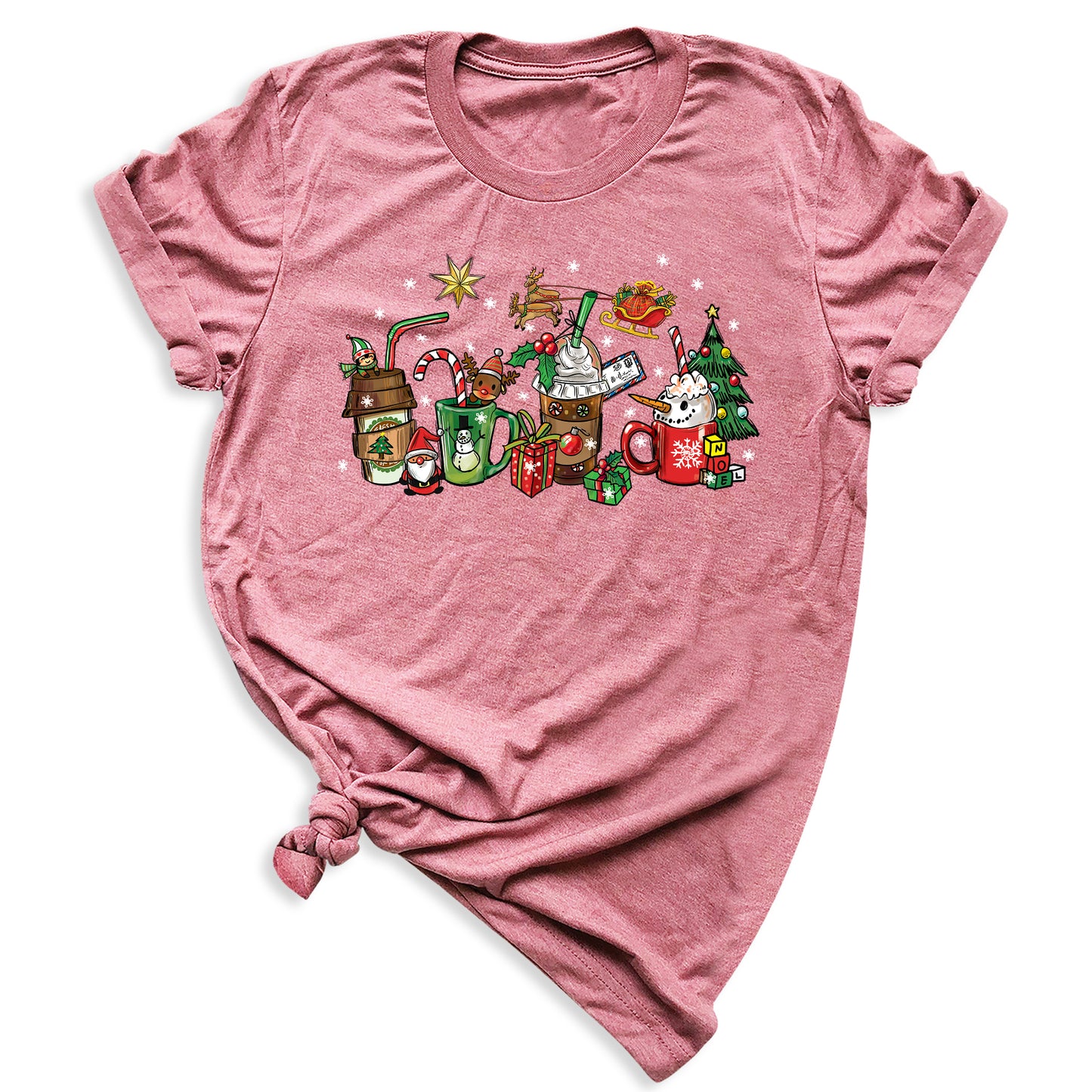 Christmas Latte Coffee T-Shirt – Holiday Coffee Lover Tee, Cute Xmas Shirt with Mugs & Christmas Tree Design
