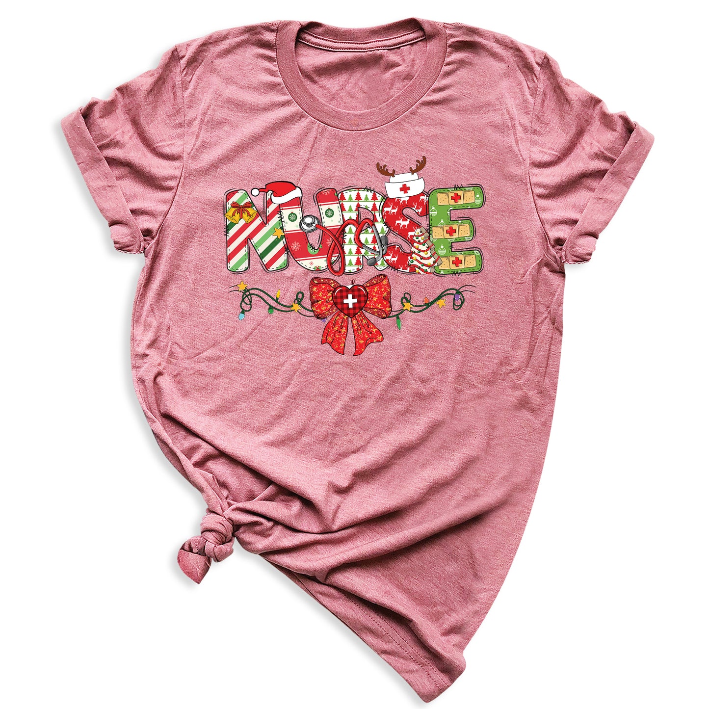 Christmas Nurse Shirt – Nursing Santa Hat Tee, Cute Xmas Bow Top, Nurse Appreciation Holiday Gift