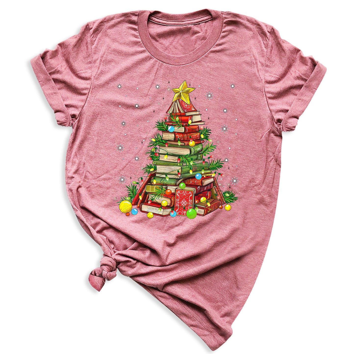 Christmas Books Tree Shirt – Book Lover Holiday Tee, Reading Xmas Top for Teachers, Students & Librarians