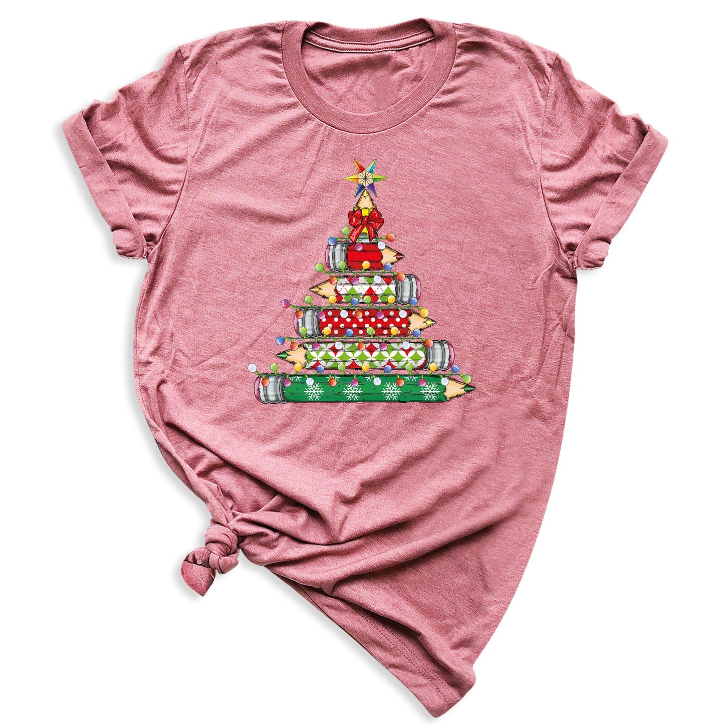 Christmas Pencil Tree Shirt – Teacher Holiday Tee, Cute School Xmas Top for Women & Students