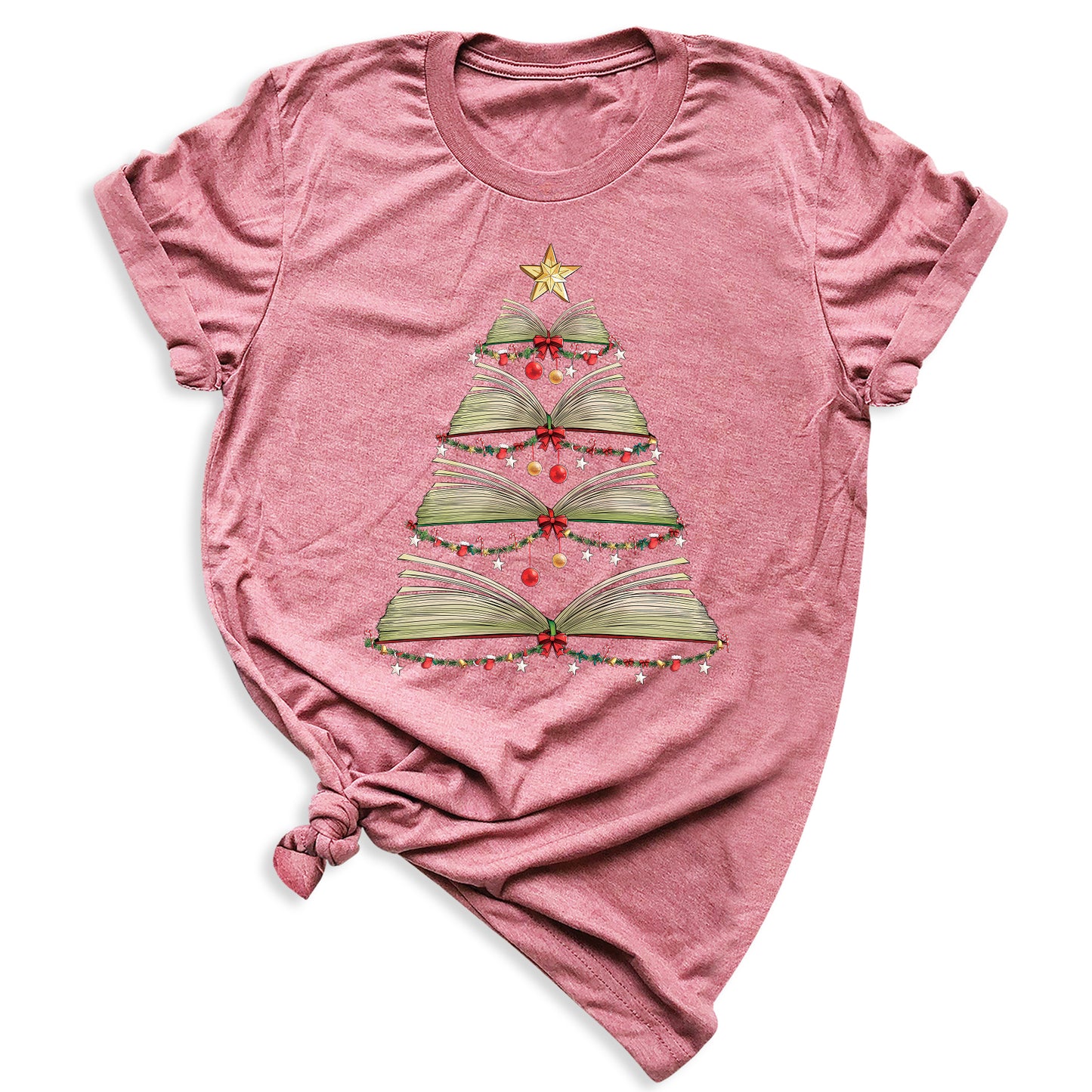 Books Tree Christmas Shirt – Book Lover Holiday Bookworm Tee