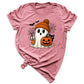 Halloween Ghost and Drink T-Shirt – Pumpkin & Spooky Season Tee