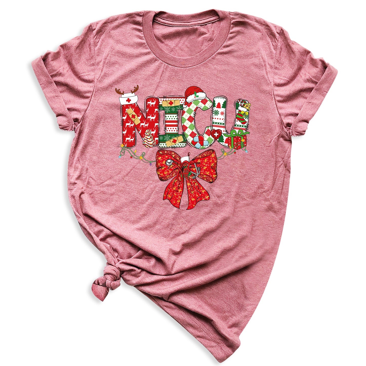 Christmas NICU Nurse Shirt – ICU Holiday Tee, Nursing Santa Hat & Bow Shirt, Merry Xmas Nurse Top