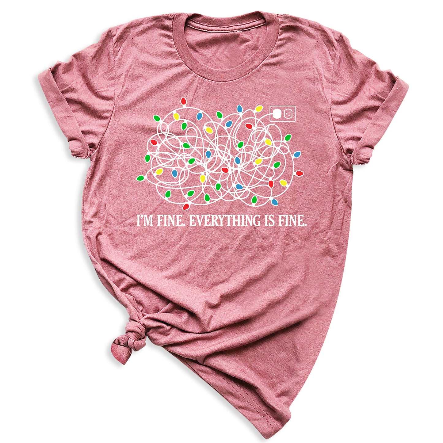 I’m Fine Everything is Fine Christmas Shirt – Tangled Lights Funny Holiday Tee