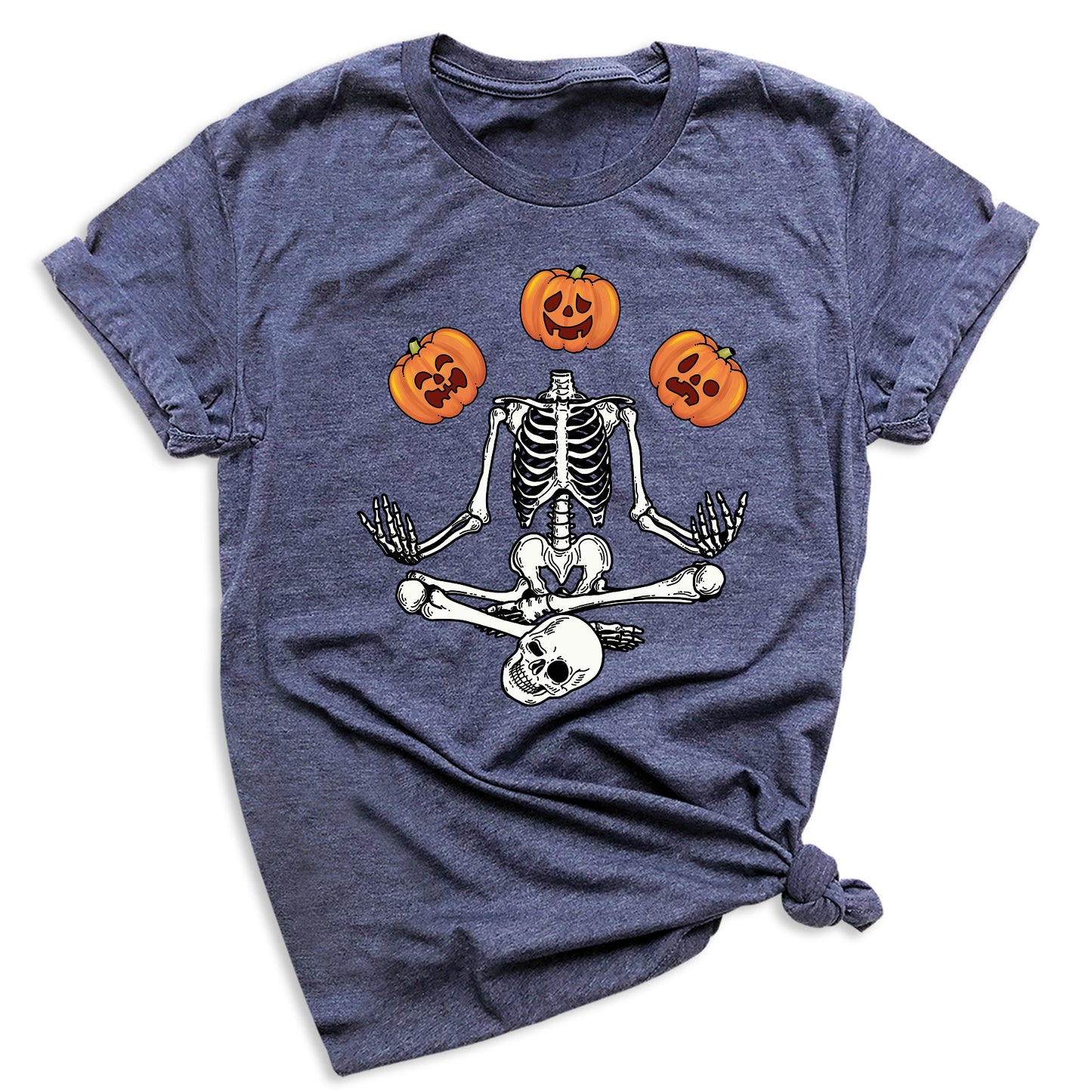 Funny Skeleton Yoga Halloween Shirt – Spooky Season Pumpkin Tee