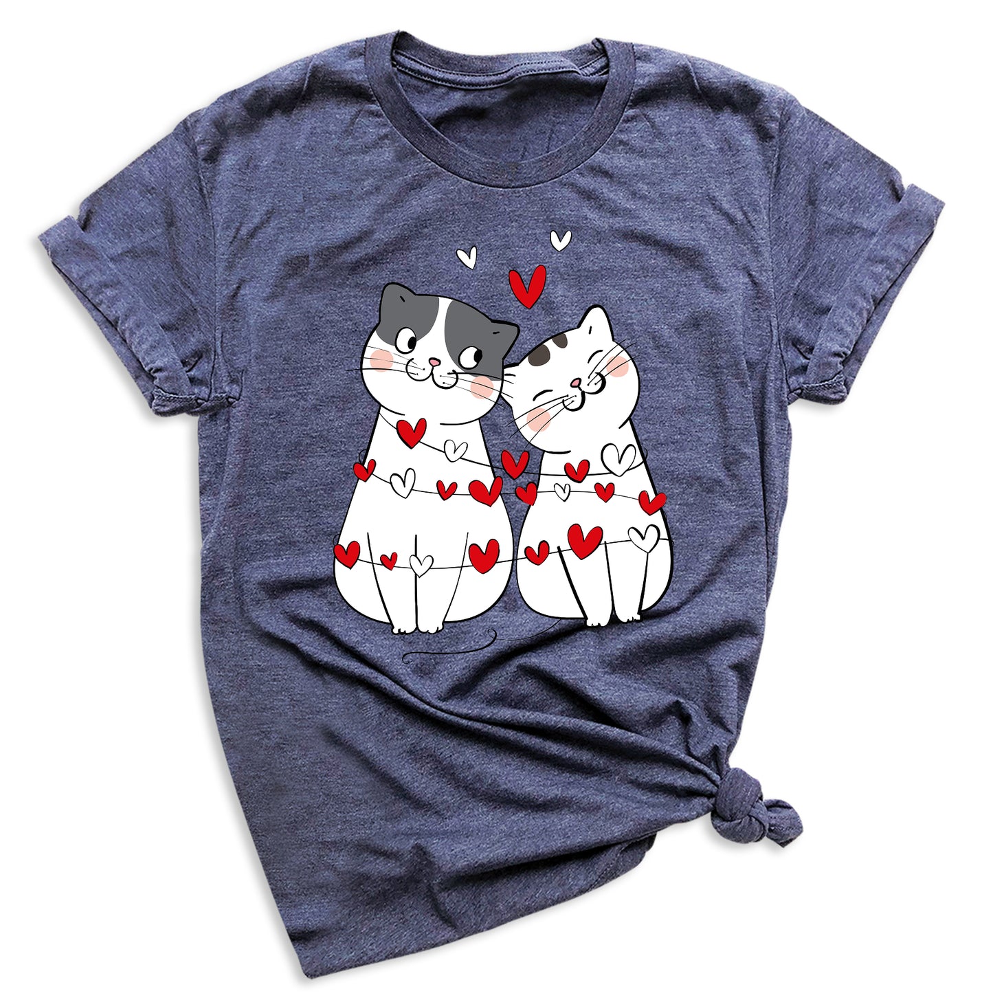 Valentine’s Day Cat Shirt for Couples – Cute Cats with Hearts Tee