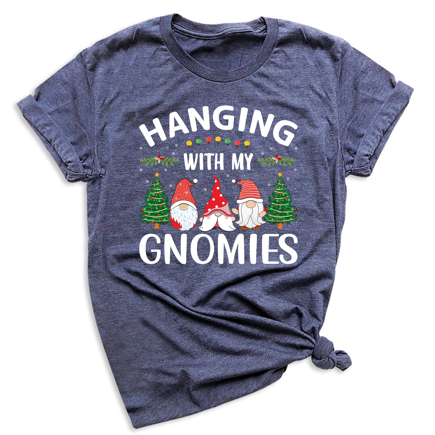 Hanging With My Gnomies Christmas Shirt – Cute Gnome Holiday Tee, Family Matching Xmas T-Shirt, Santa Gnome Party Shirt
