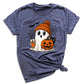 Halloween Ghost and Drink T-Shirt – Pumpkin & Spooky Season Tee