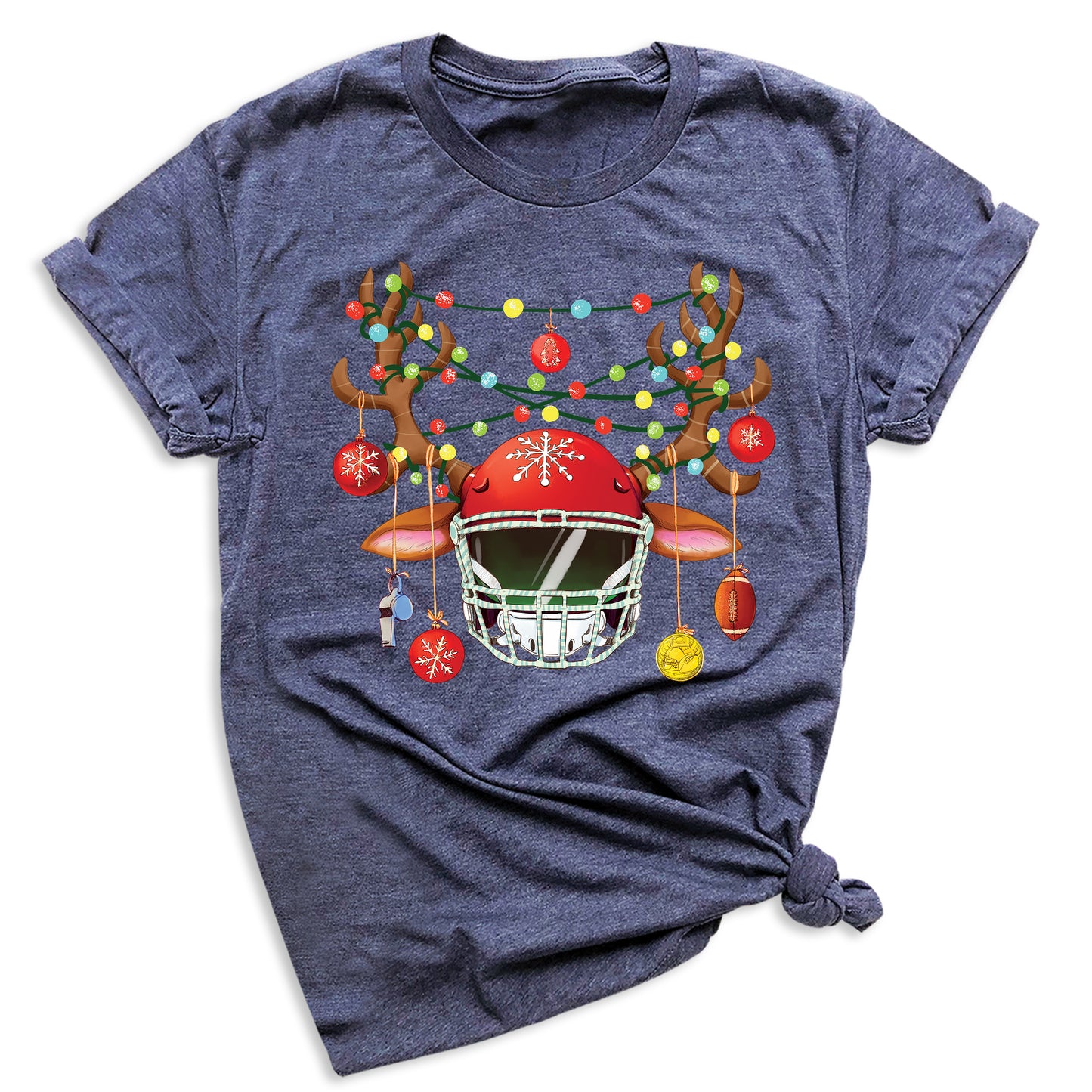 Football Christmas Shirt – Sports Xmas Lights Tee for Game Day