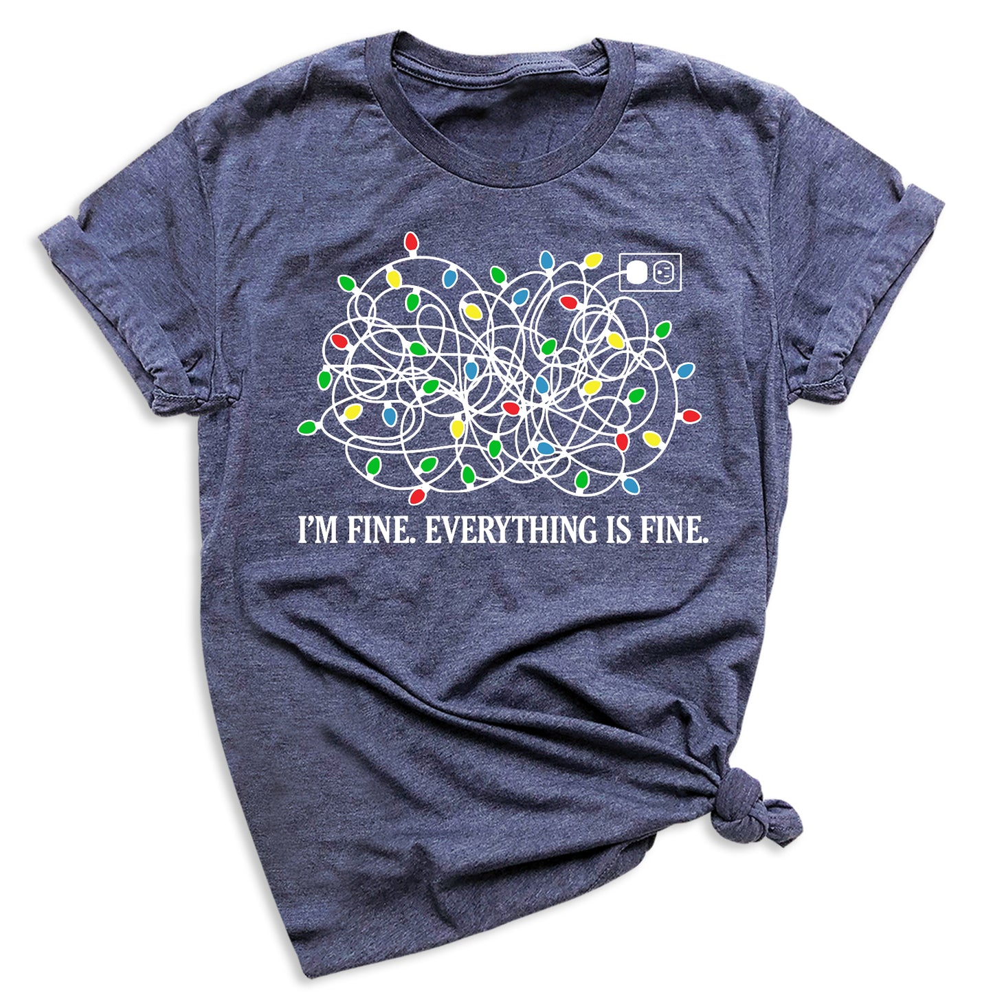 I’m Fine Everything is Fine Christmas Shirt – Tangled Lights Funny Holiday Tee