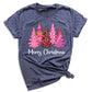 Merry Christmas Tree Shirt for Women – Pink Leopard Print Holiday Tee, Cute Winter Outfit, Ladies Christmas Party Top