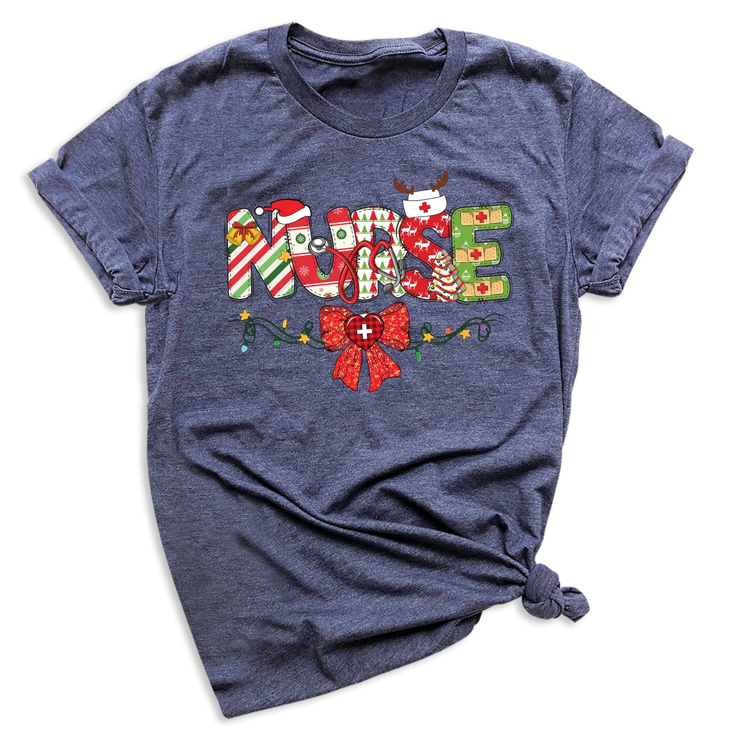 Christmas Nurse Shirt – Nursing Santa Hat Tee, Cute Xmas Bow Top, Nurse Appreciation Holiday Gift