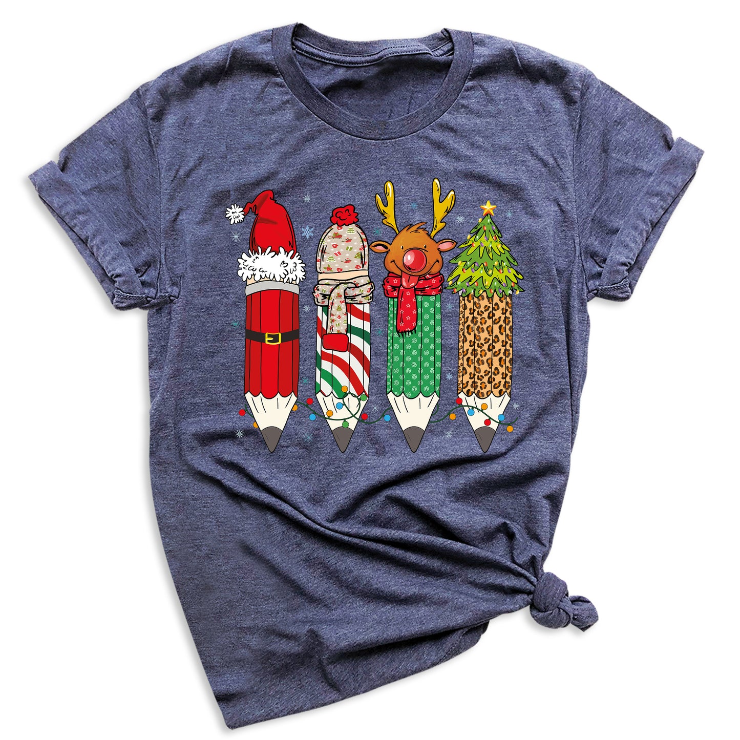 Christmas Teacher Shirt – Teacher Pencil Tee, Santa Holiday Shirt, School Xmas Teacher Life Top for Women