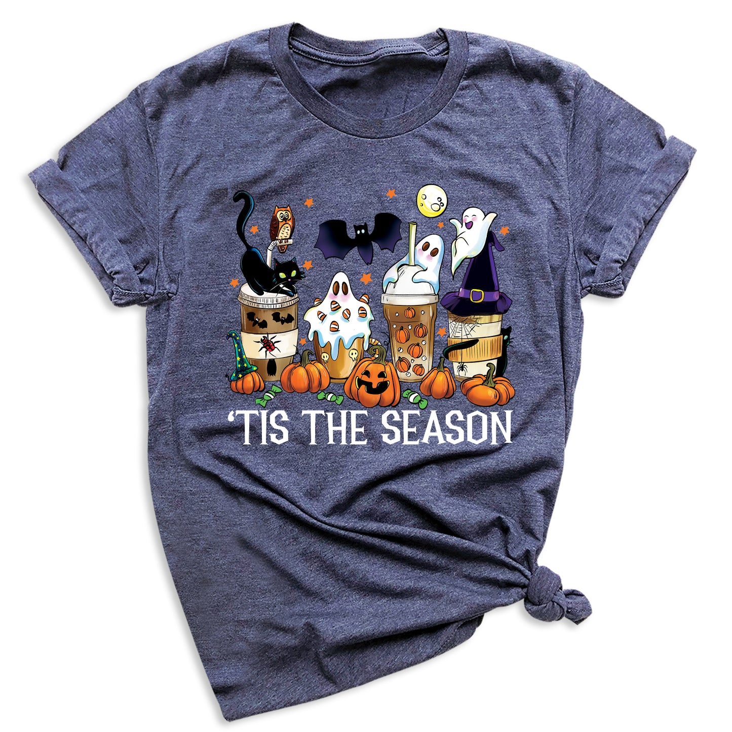 Tis The Season Halloween Coffee Shirt – Funny Fall Shirt for Women, Cute Pumpkin Coffee Tee, Autumn Halloween Gift
