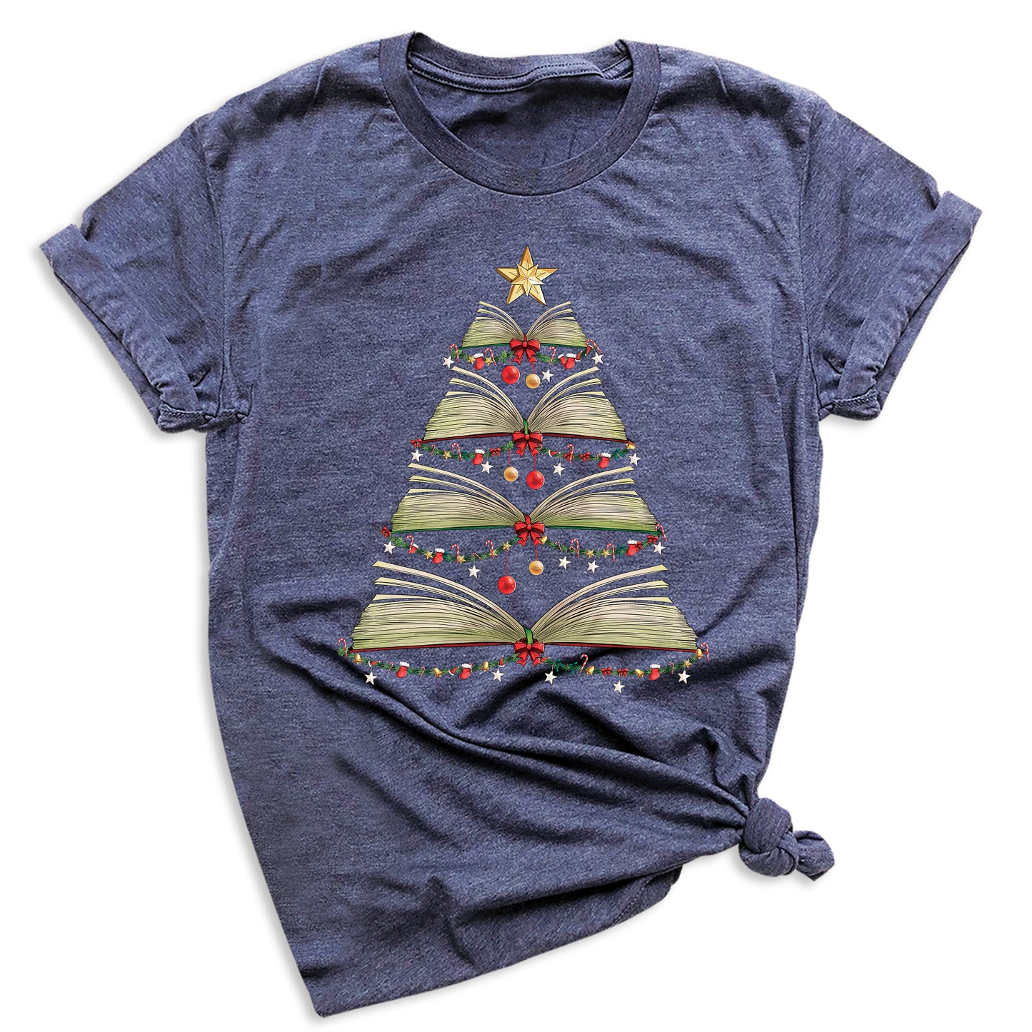 Books Tree Christmas Shirt – Book Lover Holiday Bookworm Tee