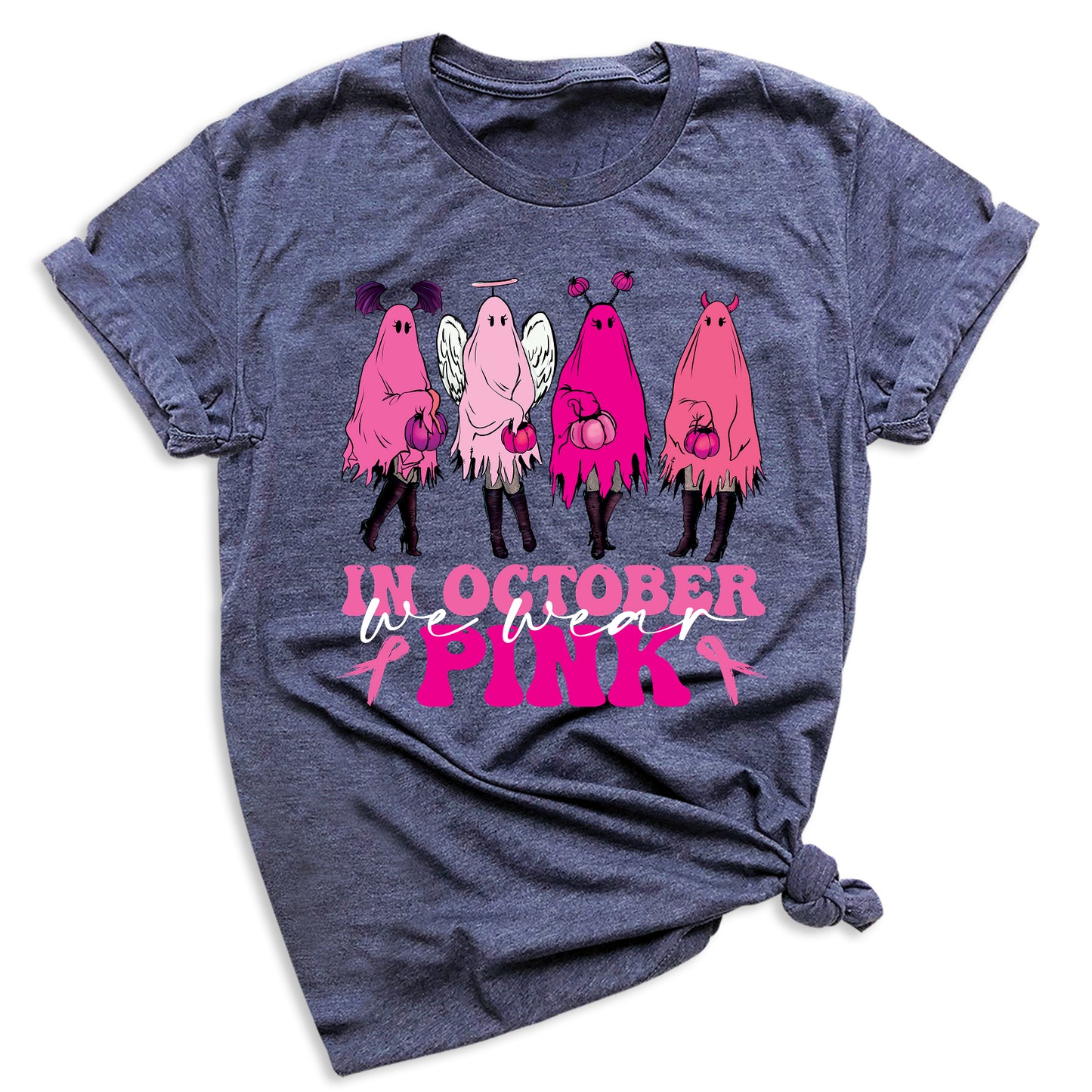 Breast Cancer Halloween Shirt – Pink Ghost Tee | Breast Cancer Awareness October Shirt