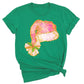 Coquette Santa Hat Pink Bow Shirt – Trendy Christmas Tee for Women & Girls, Xmas Party Holiday Top
