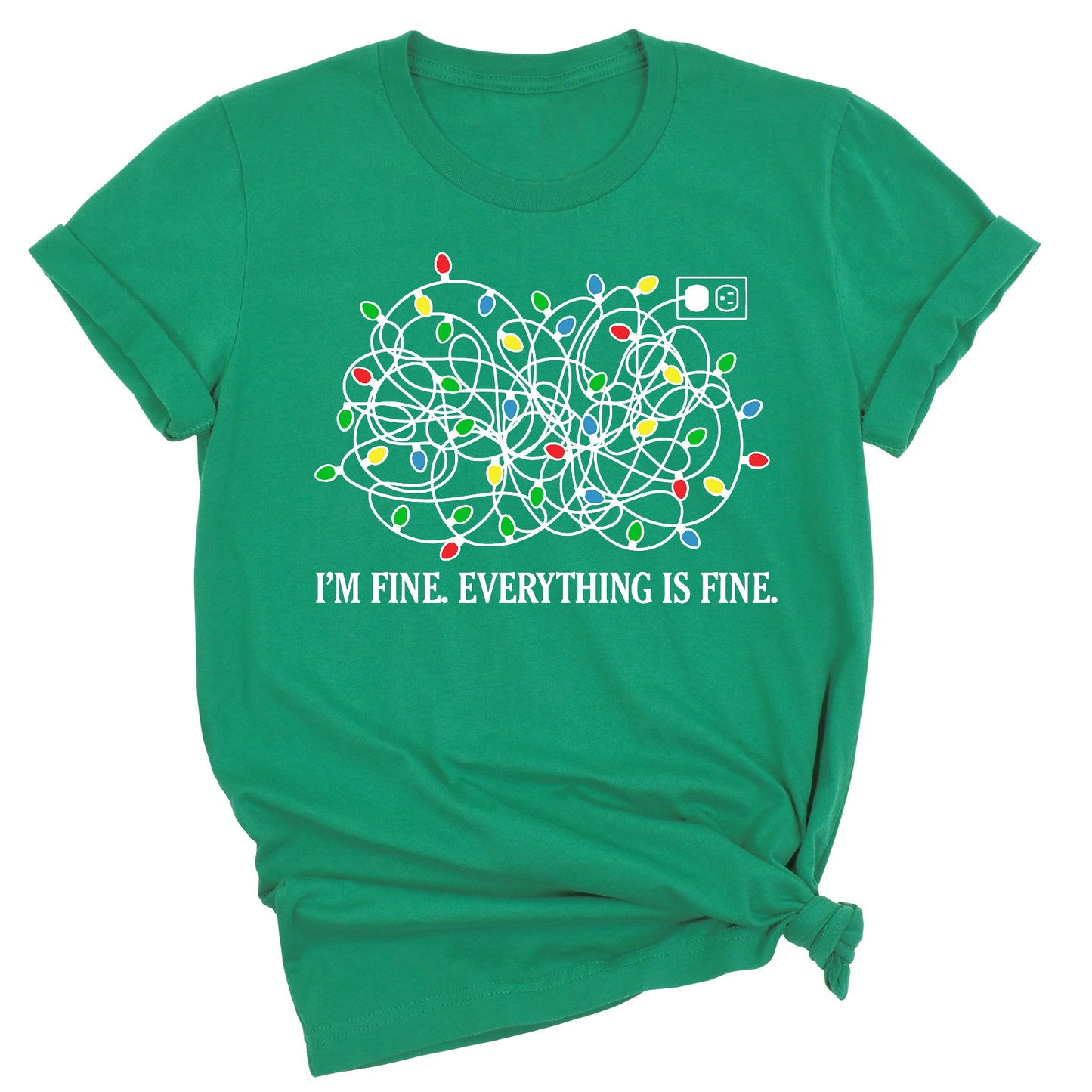 I’m Fine Everything is Fine Christmas Shirt – Tangled Lights Funny Holiday Tee