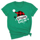 Cousin Crew Christmas Shirts Matching Kids Plaid Santa Hat Tees – Family Holiday Photo Outfit
