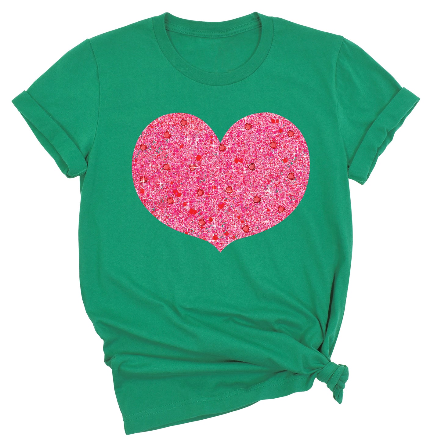 Valentines Day Pink Glitter Heart Shirt – Cute Love Graphic Tee