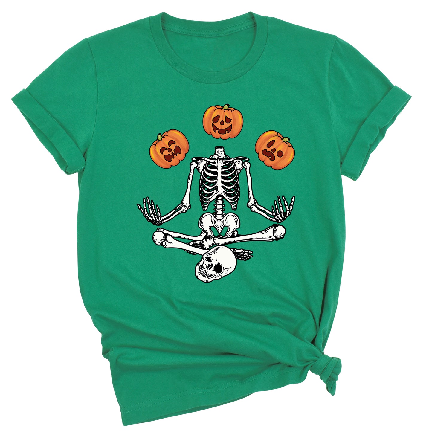 Funny Skeleton Yoga Halloween Shirt – Spooky Season Pumpkin Tee