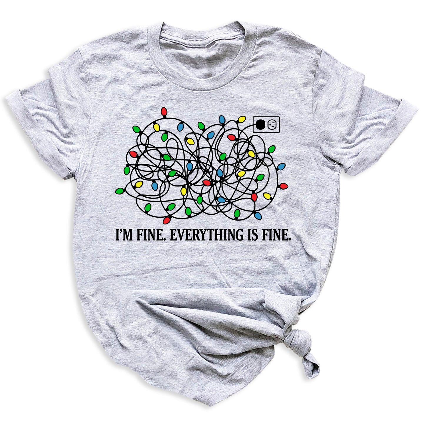 I’m Fine Everything is Fine Christmas Shirt – Tangled Lights Funny Holiday Tee