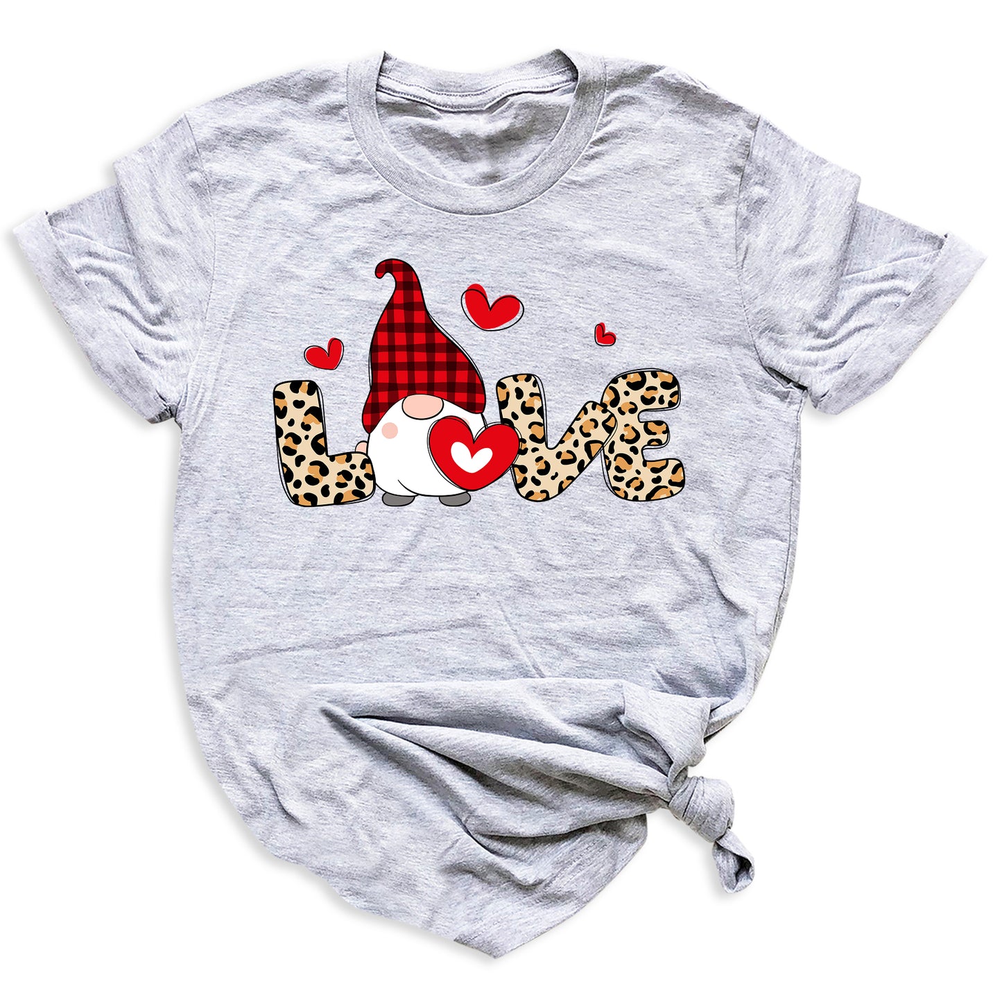 Love Buffalo Plaid Gnome Valentine Shirt Cute Red Heart Tee
