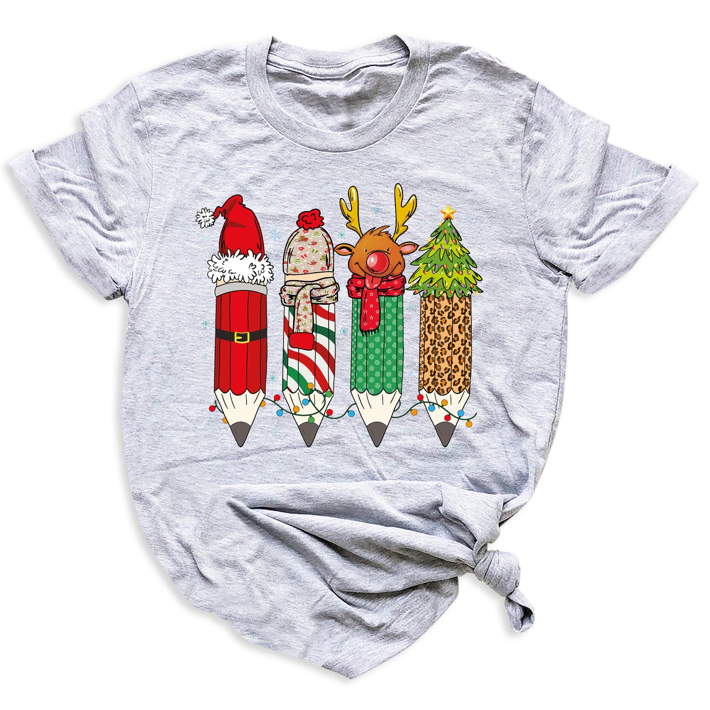 Christmas Teacher Shirt – Teacher Pencil Tee, Santa Holiday Shirt, School Xmas Teacher Life Top for Women