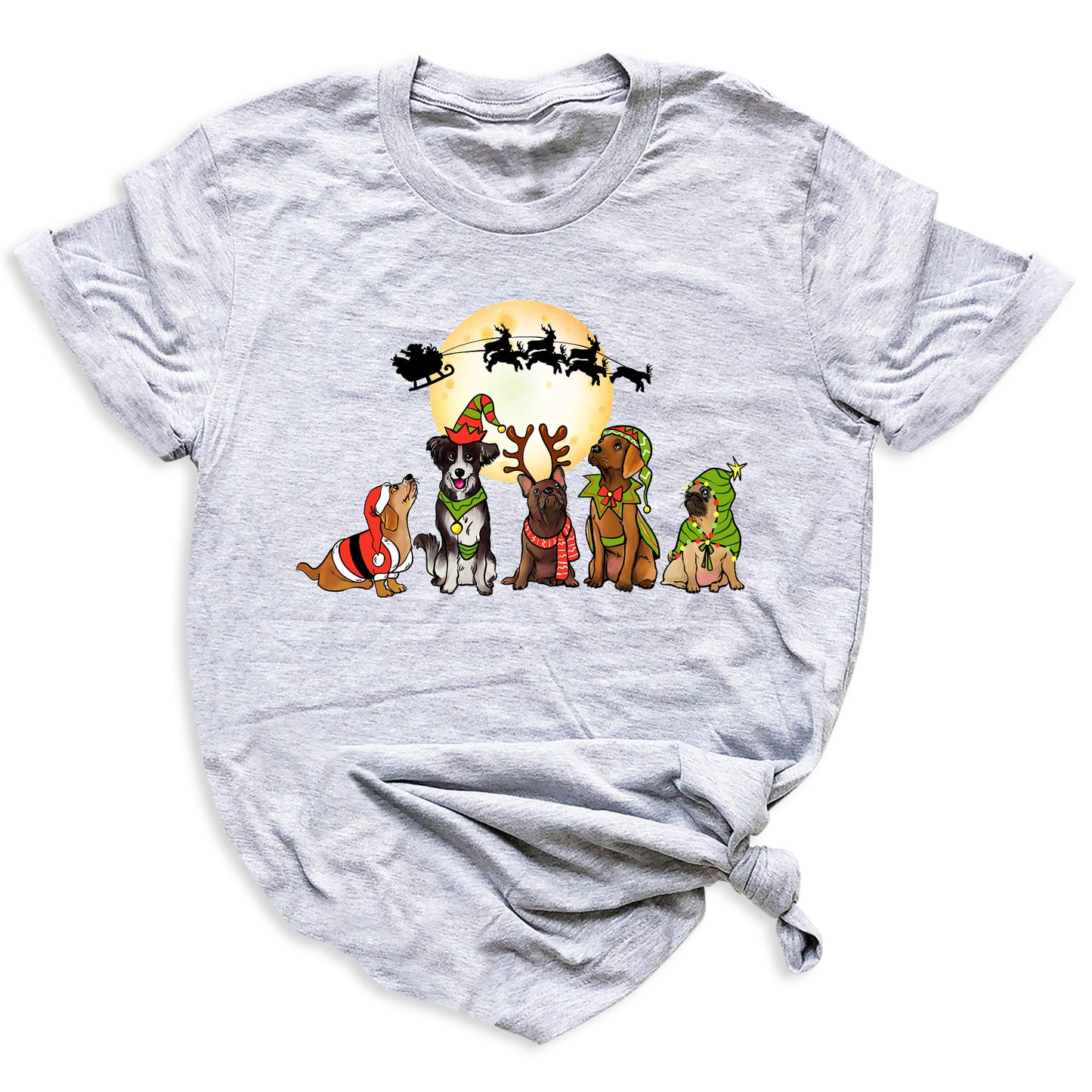 Christmas Dog Shirt – Santa Reindeer Dog Lover Holiday Tee