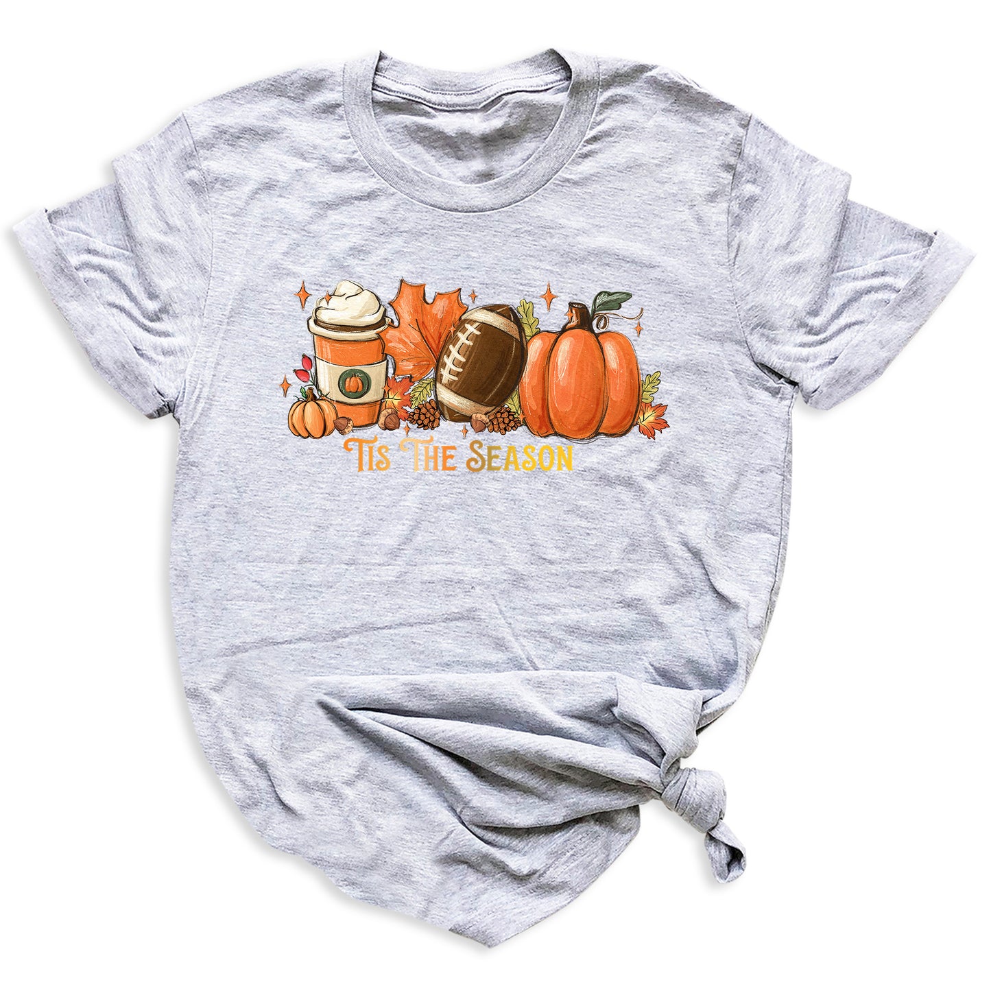 Tis The Season Fall Football Shirt – Pumpkin Coffee Autumn Vibes Tee