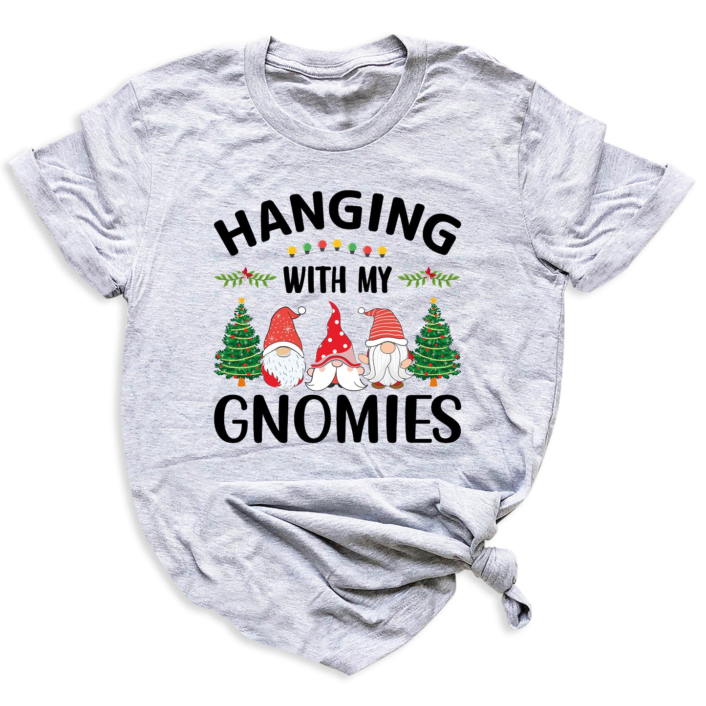 Hanging With My Gnomies Christmas Shirt – Cute Gnome Holiday Tee, Family Matching Xmas T-Shirt, Santa Gnome Party Shirt