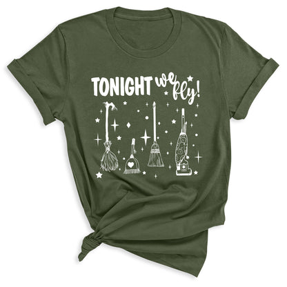 Tonight We Fly Witch Shirt – Funny Halloween Tee for Women Men, Spooky Season Top, Witch Humor Shirt, Fall Party Outfit, Witch Lover Gift
