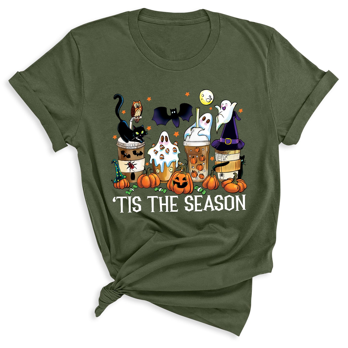 Tis The Season Halloween Coffee Shirt – Funny Fall Shirt for Women, Cute Pumpkin Coffee Tee, Autumn Halloween Gift