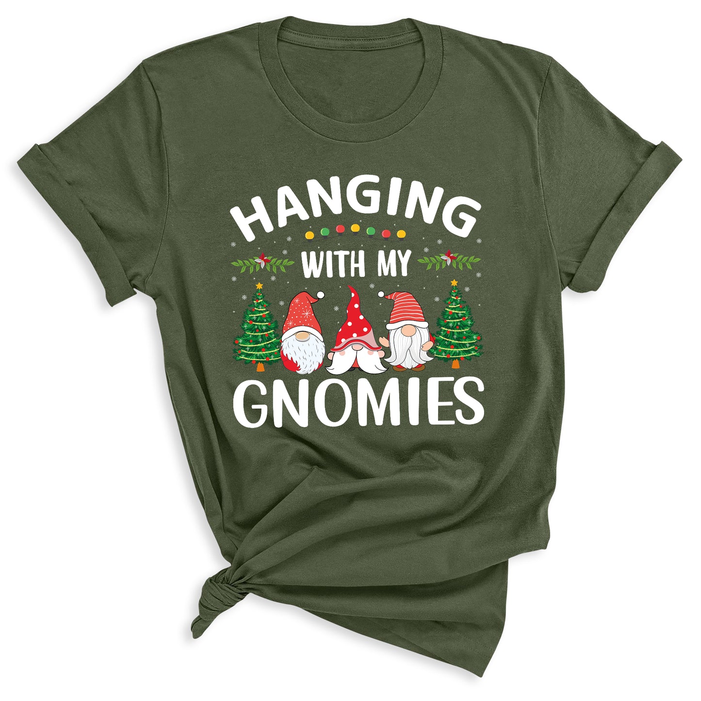 Hanging With My Gnomies Christmas Shirt – Cute Gnome Holiday Tee, Family Matching Xmas T-Shirt, Santa Gnome Party Shirt
