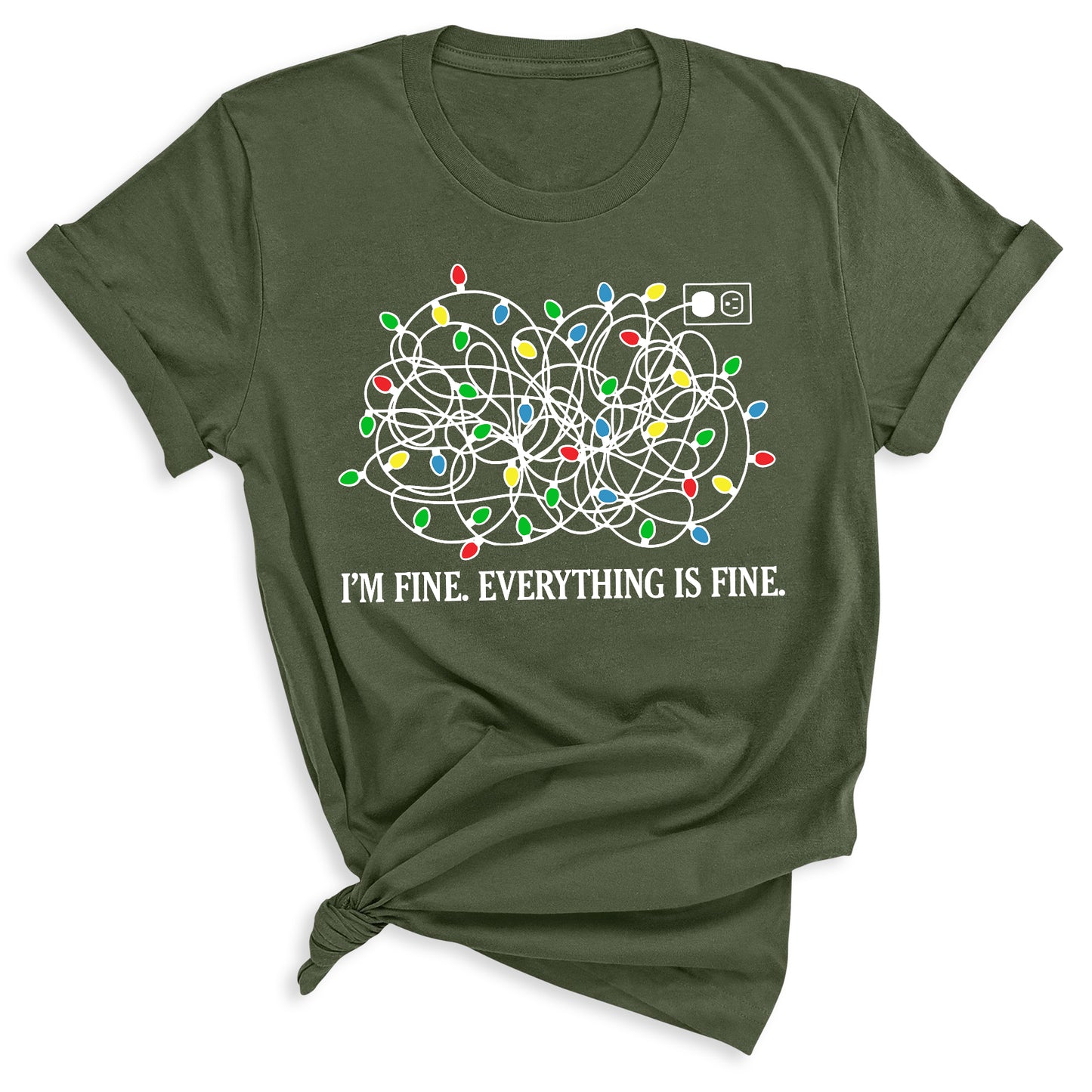 I’m Fine Everything is Fine Christmas Shirt – Tangled Lights Funny Holiday Tee