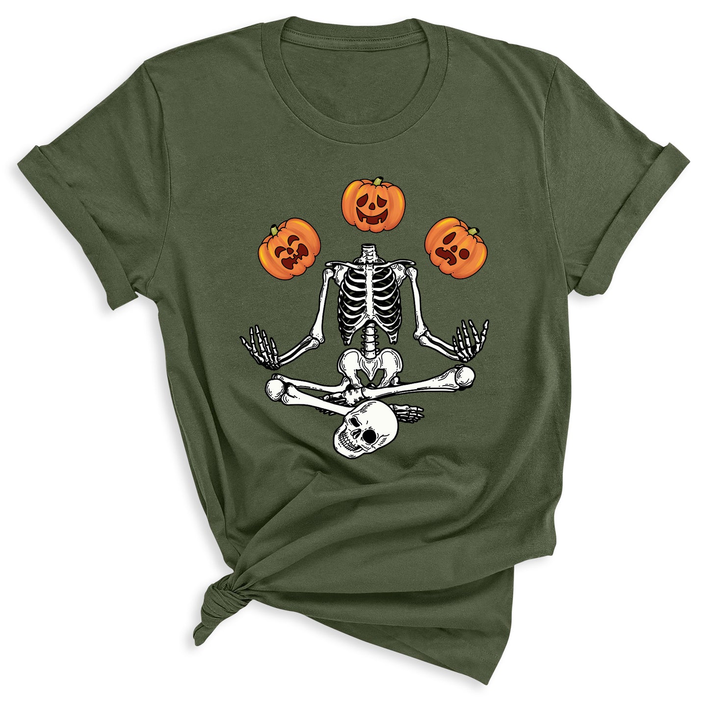 Funny Skeleton Yoga Halloween Shirt – Spooky Season Pumpkin Tee