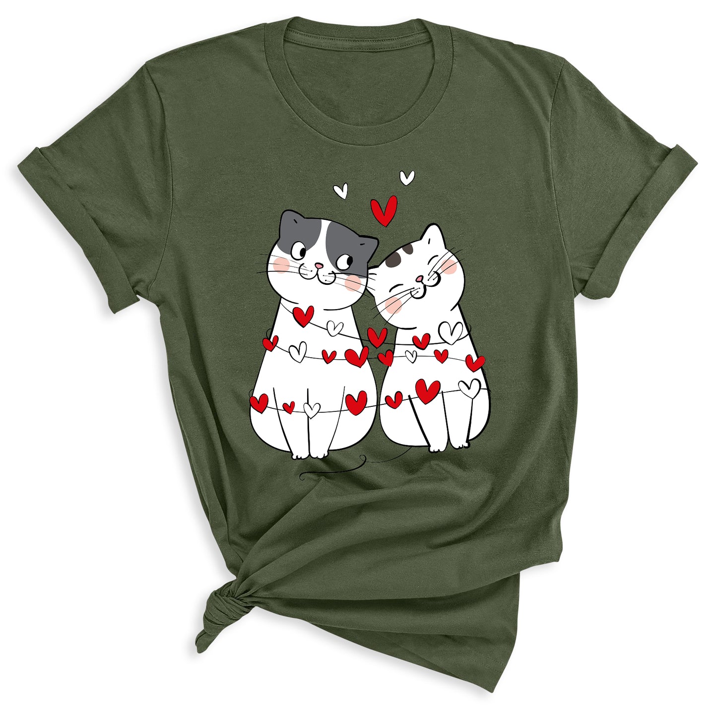 Valentine’s Day Cat Shirt for Couples – Cute Cats with Hearts Tee