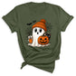 Halloween Ghost and Drink T-Shirt – Pumpkin & Spooky Season Tee