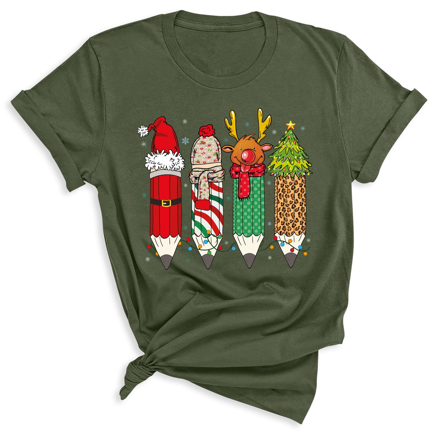 Christmas Teacher Shirt – Teacher Pencil Tee, Santa Holiday Shirt, School Xmas Teacher Life Top for Women