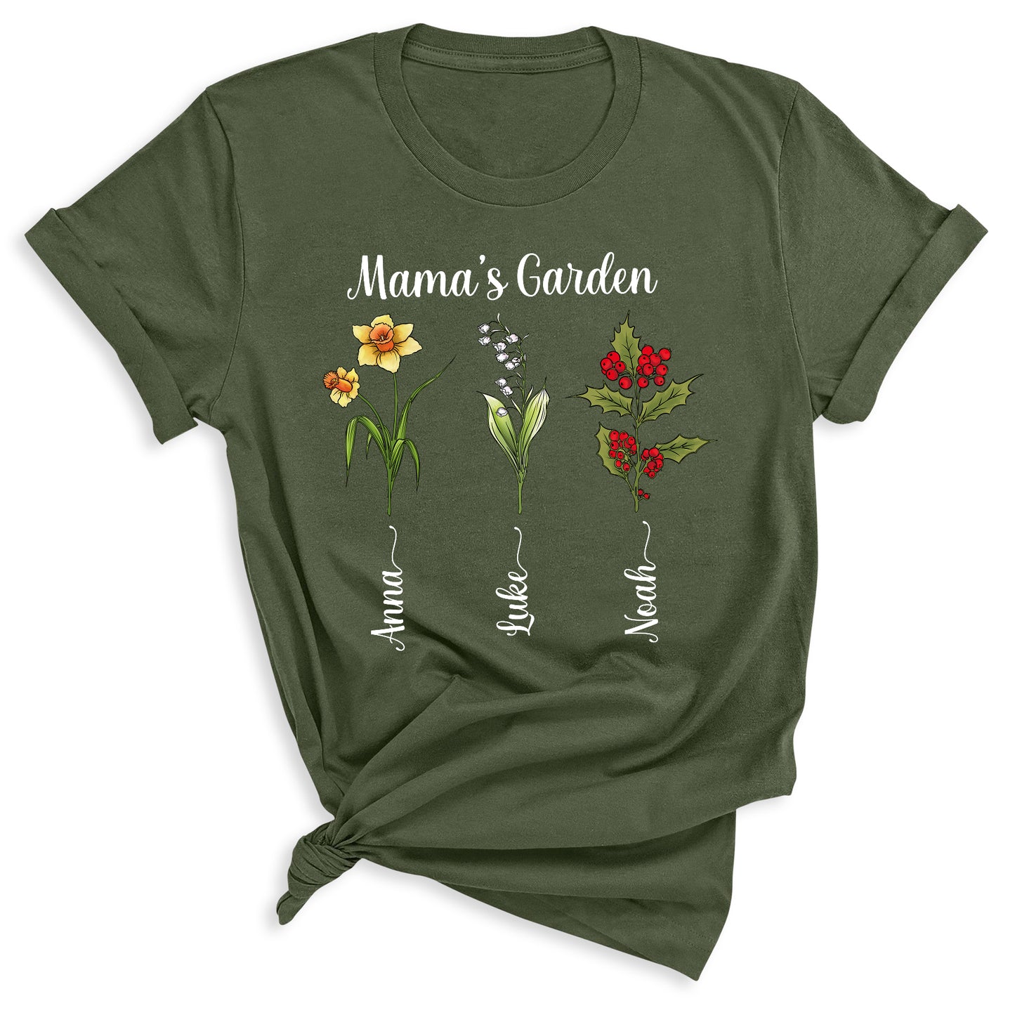 Personalized Birth Month Flower Mom Shirt – Custom Mama’s Garden Tee with Kids Names