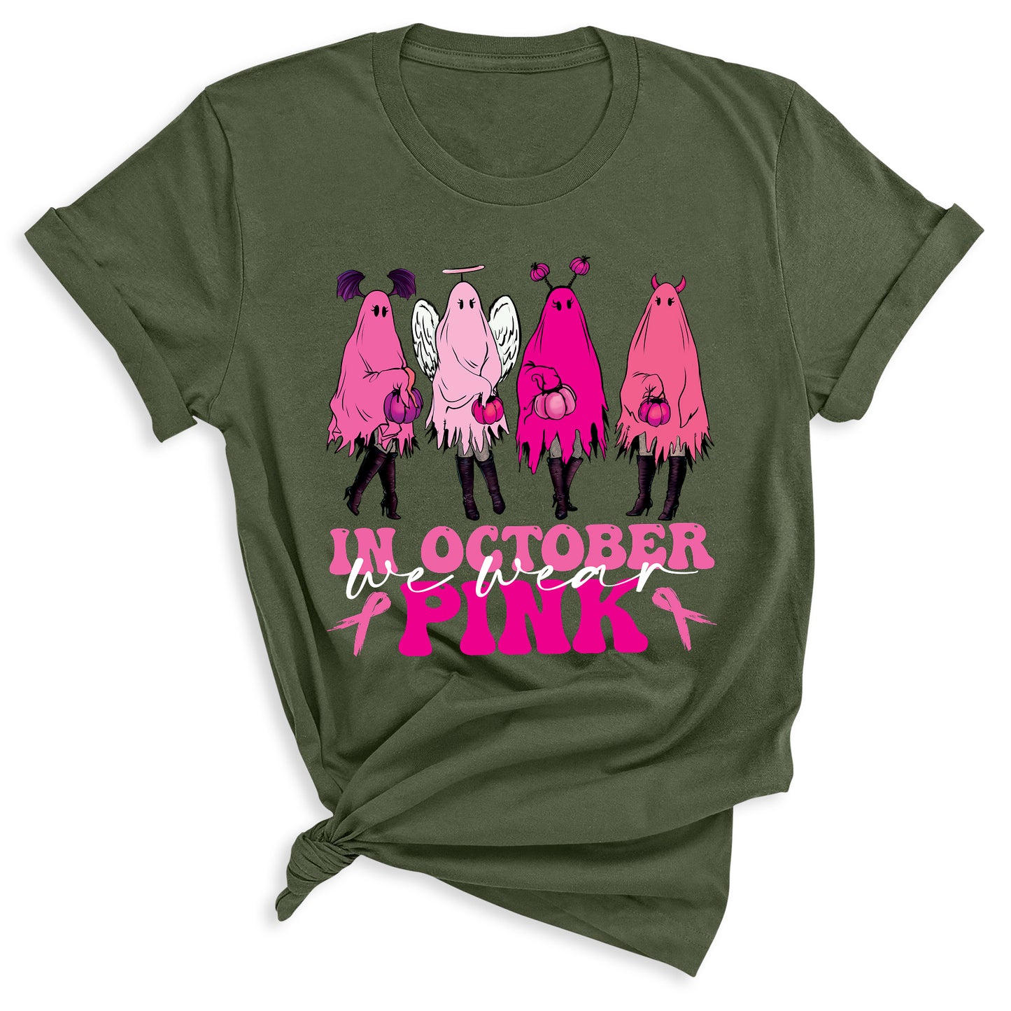 Breast Cancer Halloween Shirt – Pink Ghost Tee | Breast Cancer Awareness October Shirt