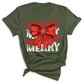 Merry Christmas Bow Shirt – Cute Coquette Holiday Tee for Women & Girls, Festive Family Xmas Top