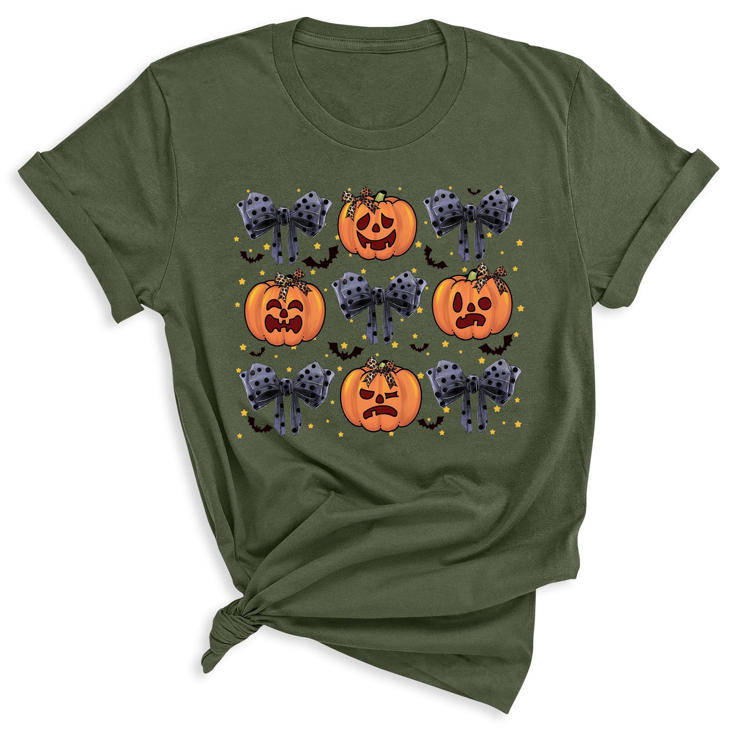 Funny Halloween Pumpkin Face Shirt – Coquette Bow Spooky Season Tee