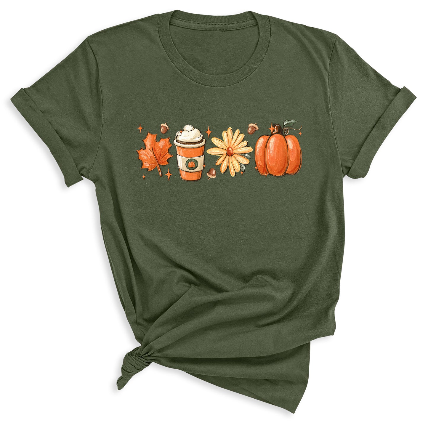 Thanksgiving Shirt with Leaves & Pumpkin – Retro Fall Coffee Lovers Tee