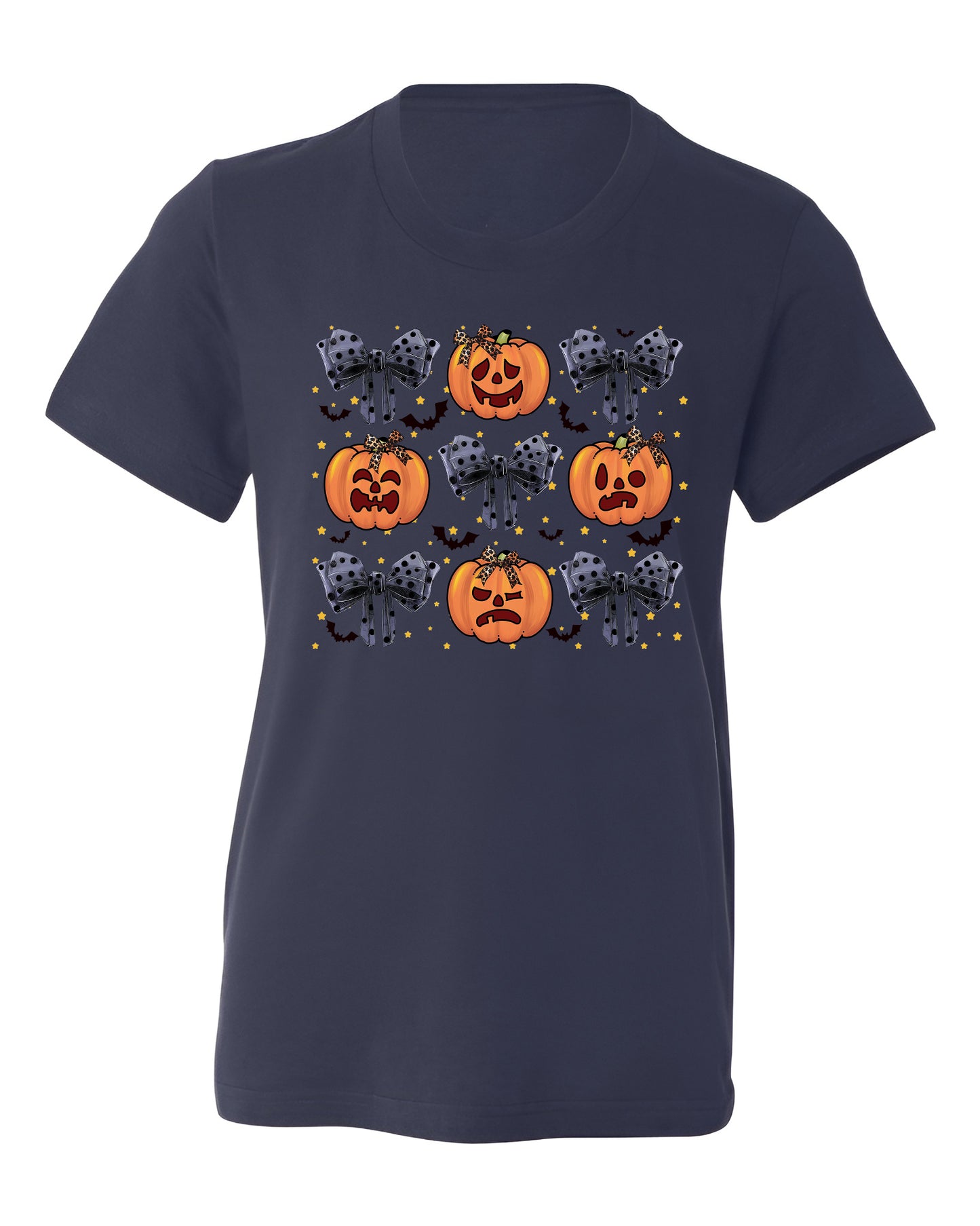 Funny Halloween Pumpkin Face Shirt – Coquette Bow Spooky Season Tee